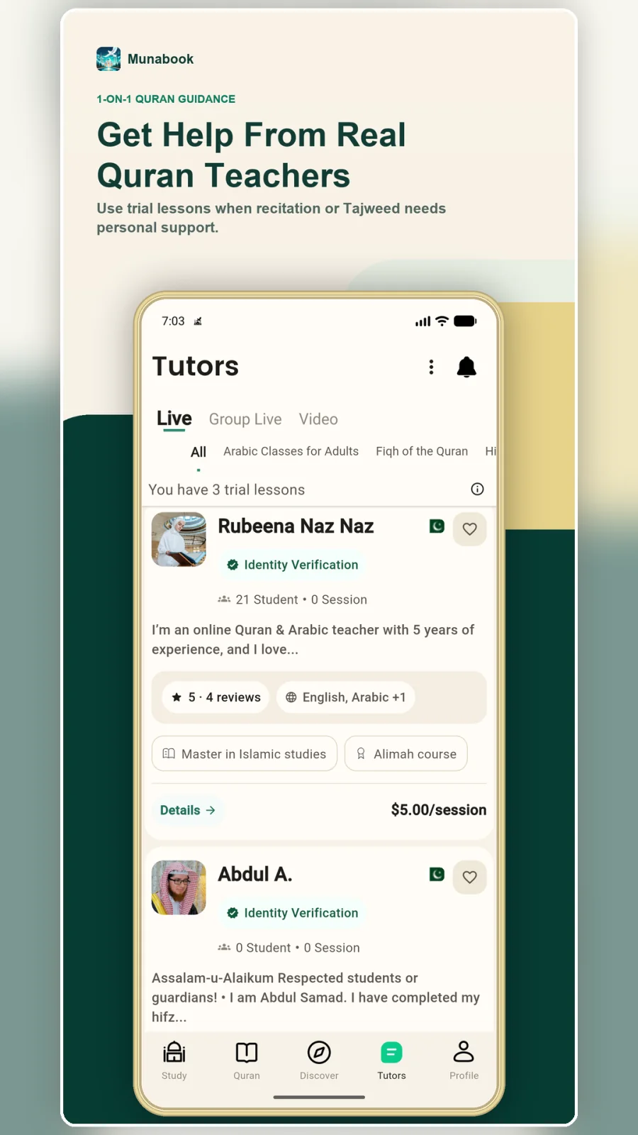 Munabook Quran learning with real teachers